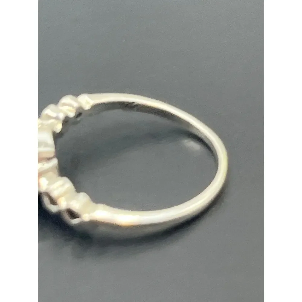 Rainbow Moonstone Oval Prong Set Side‎ Twist Detail Sterling Silver  Ring Sz 6.5